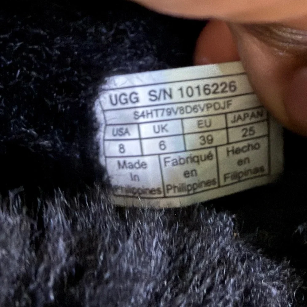 UGG Boots Womens 8 Black Bailey Button II Suede Shearling‎ Mid Calf 1016226